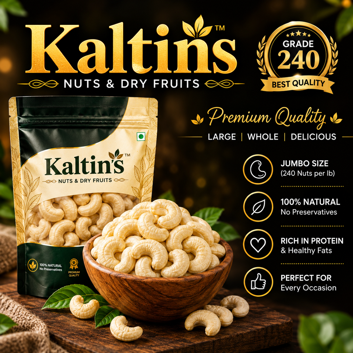 Kaltin's Premium Cashews – Grade 240