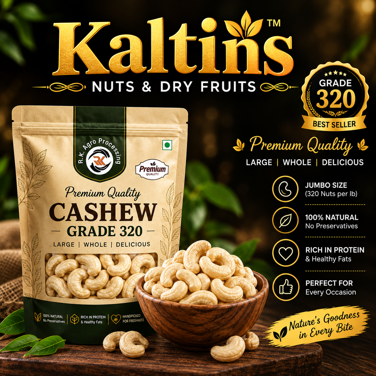 Kaltin's Premium Cashews – Grade 320