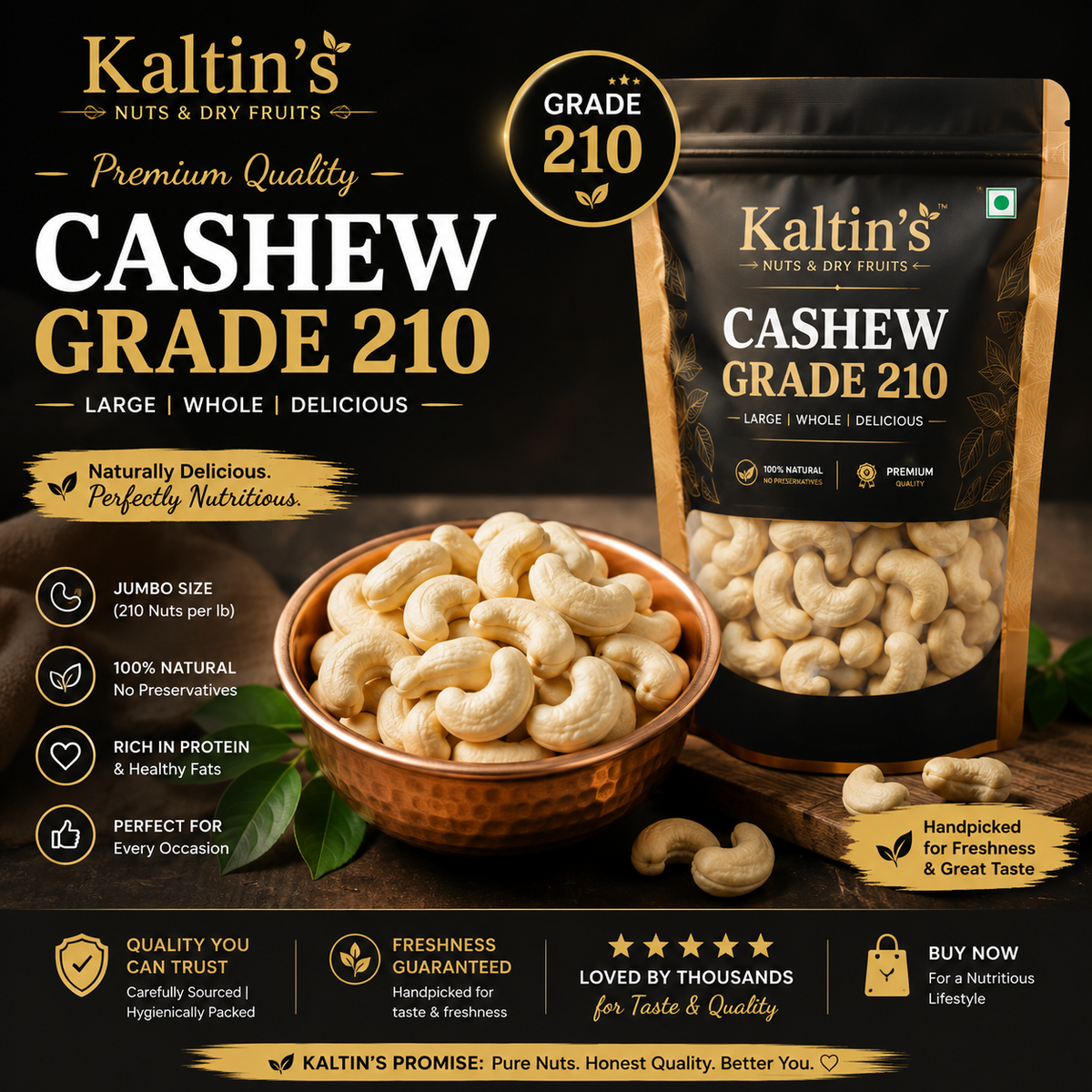 Kaltin's Premium Cashews – Grade 210